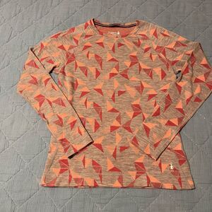 Smartwool Geometric Long Sleeve Tee - Red and Gray